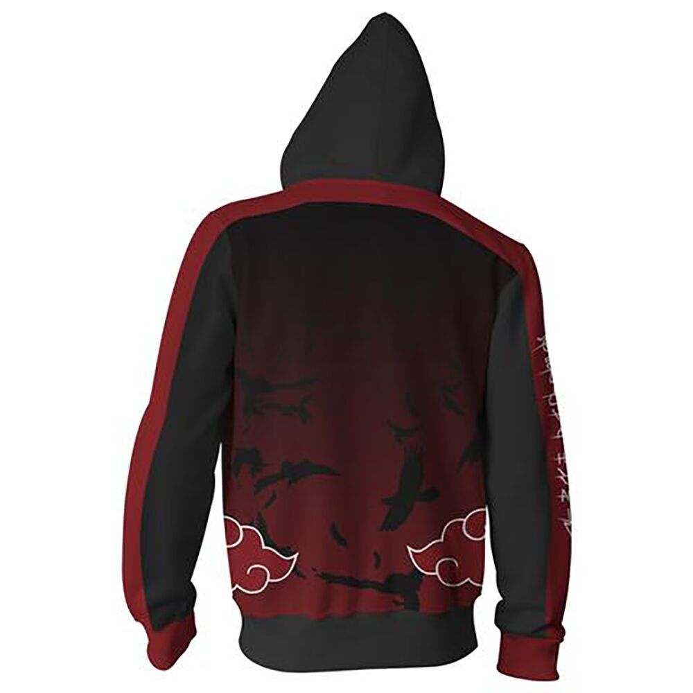 Uzumaki Naruto Cosplay Akatsuki Cloak Hoodie Naruto Uchiha Itachi Anime Adult men Ms 3D Printed Zip Hooded Sweatshirt Jacket