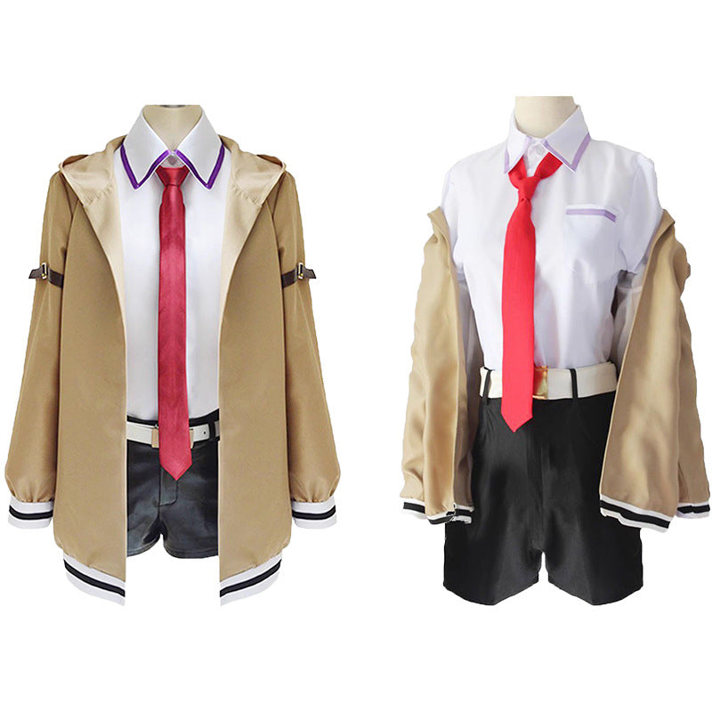 Steins Gate Cosplay Costume Japanese Anime Game Cosplay Kurisu Makise Uniforms Full Set Coat Shirt Tie Skirt Custom Made
