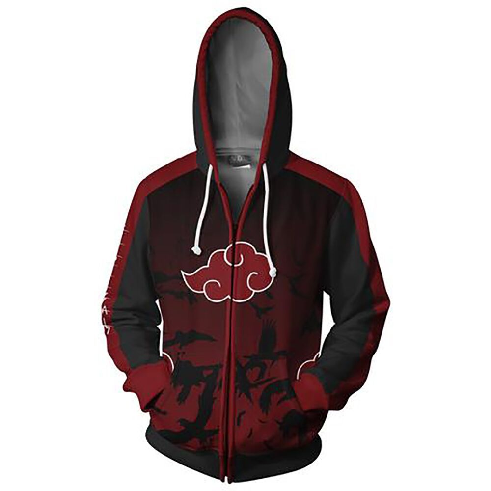 Uzumaki Naruto Cosplay Akatsuki Cloak Hoodie Naruto Uchiha Itachi Anime Adult men Ms 3D Printed Zip Hooded Sweatshirt Jacket