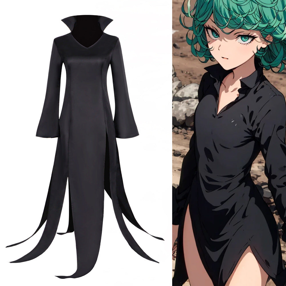 One Punch Man Cosplay Dragon Ball Black Dress Costume Halloween Stage Role Play Outfit