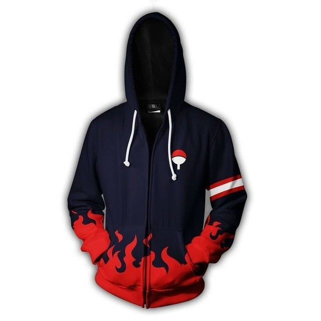 Uzumaki Naruto Cosplay Akatsuki Cloak Hoodie Naruto Uchiha Itachi Anime Adult men Ms 3D Printed Zip Hooded Sweatshirt Jacket
