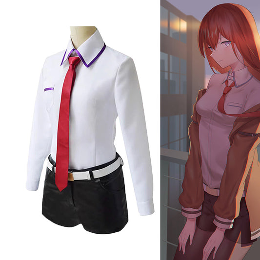 Steins Gate Cosplay Costume Japanese Anime Game Cosplay Kurisu Makise Uniforms Full Set Coat Shirt Tie Skirt Custom Made