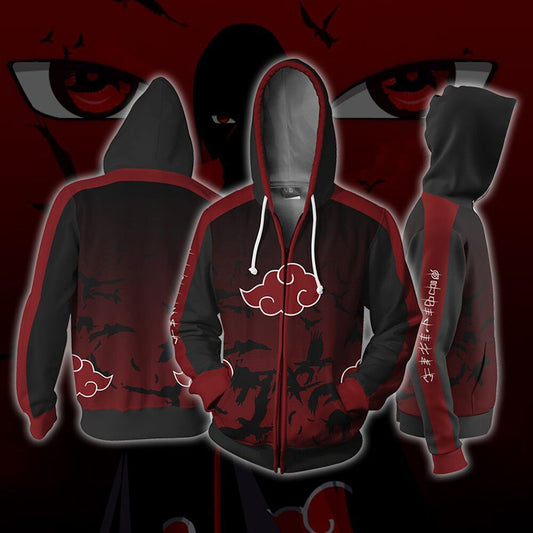 Uzumaki Naruto Cosplay Akatsuki Cloak Hoodie Naruto Uchiha Itachi Anime Adult men Ms 3D Printed Zip Hooded Sweatshirt Jacket